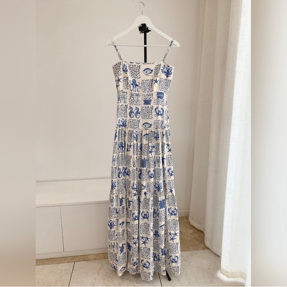 Agua Bendita Blue and White Printed Maxi Dress - Picture 10 of 11